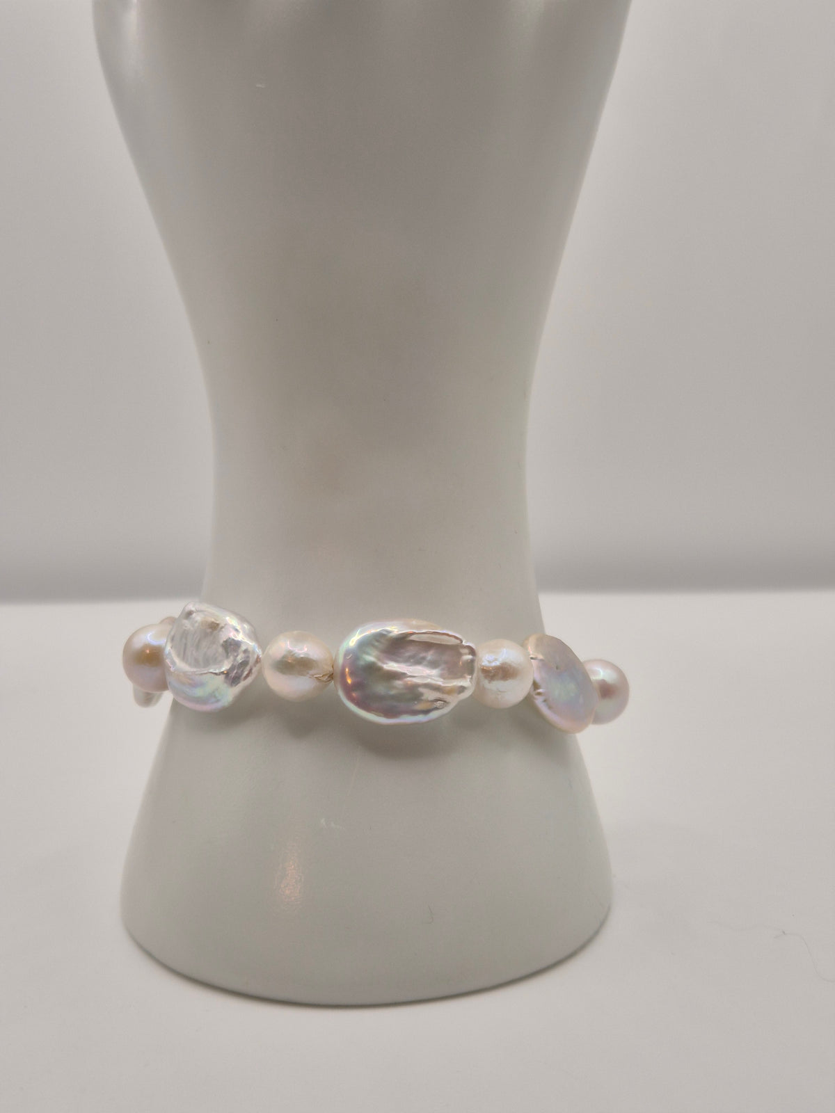 Pearlescent Oval Multiple Pearl Stretch Bracelet