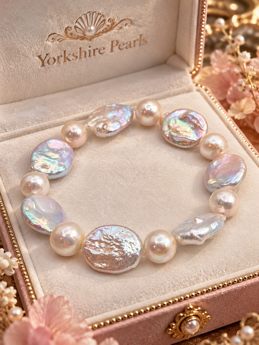 Pearlescent Oval Multiple Pearl Stretch Bracelet