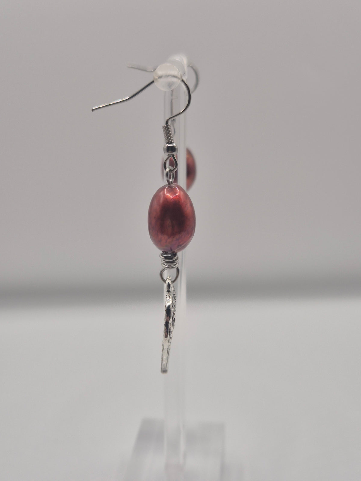 Angelic Red Pearl Drop Earrinhs