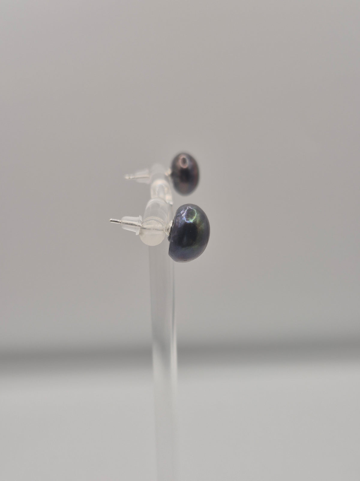 Large Button Pearl Stud Earrings