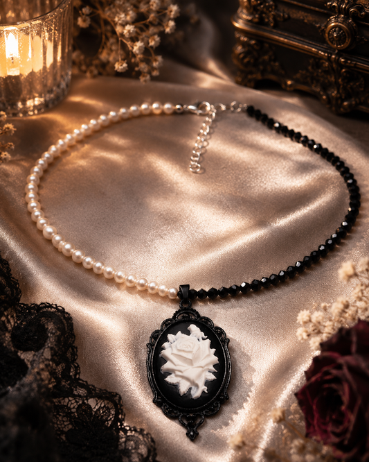 Nocturnal Rose Pearl & Crystal Necklace