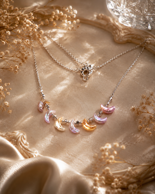 Multiple Moon Pearl Necklace with Owl Toggle