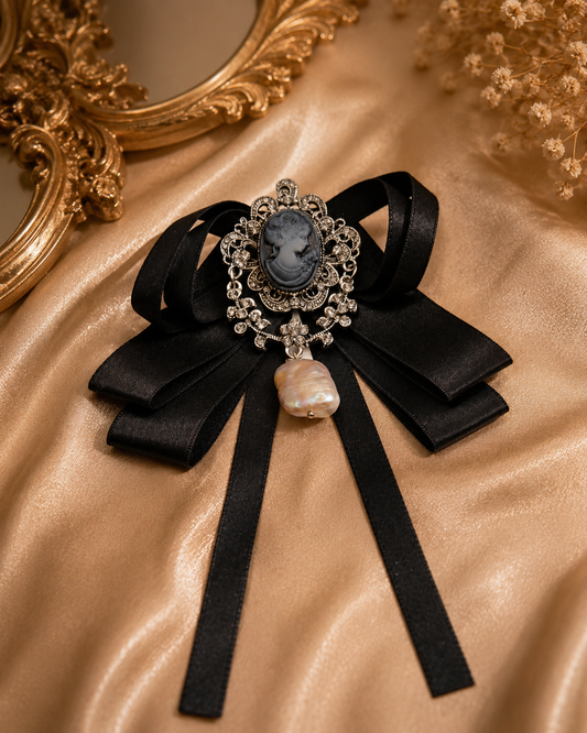 Pearl Cameo Brooch & Neck Tie