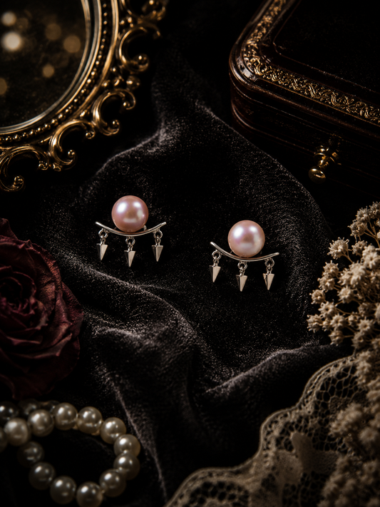 Multi Wear Removable Spike Pearl Stud Earrings - Sterling Silver