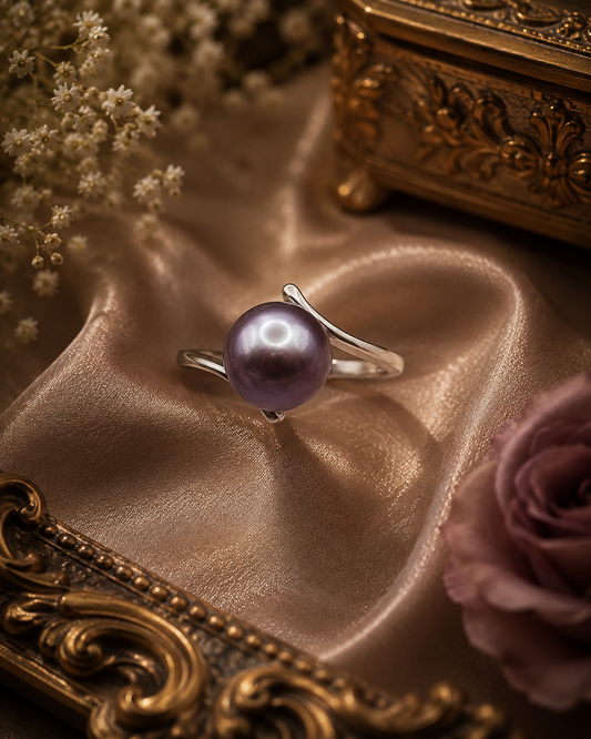 Minimalist Genuine Pearl Ring - Sterling Silver & Fully Adjustable