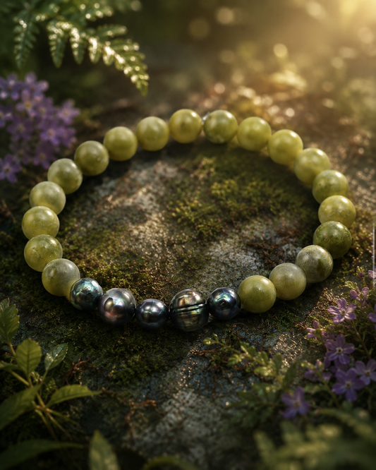 Jade & Dragon Pearl Bracelet — Genuine Green Jade & Dragon Egg Pearls
