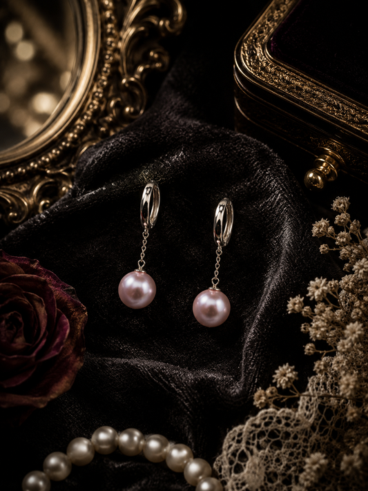 Elegant Edison Pearl Earrings - Sterling Silver Dangle Hoops
