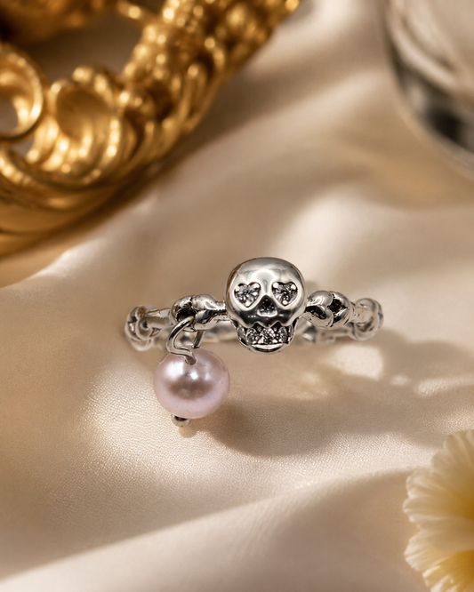 Skull & Bones Pearl Ring