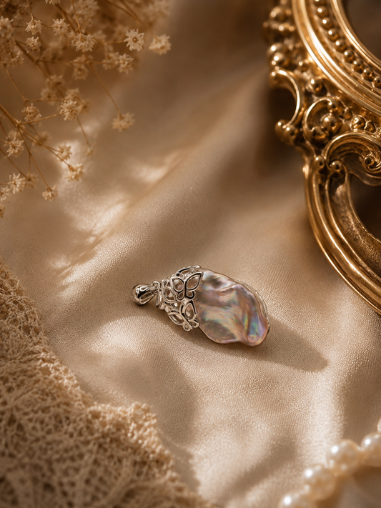 King Pearl Butterfly Pendant - Sterling Silver