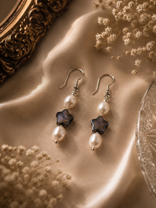 Pearl & Star Drop Earrings