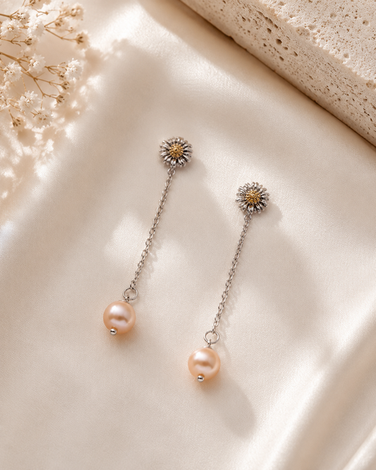 Multi Wear Daisy Pearl Drop Earrings