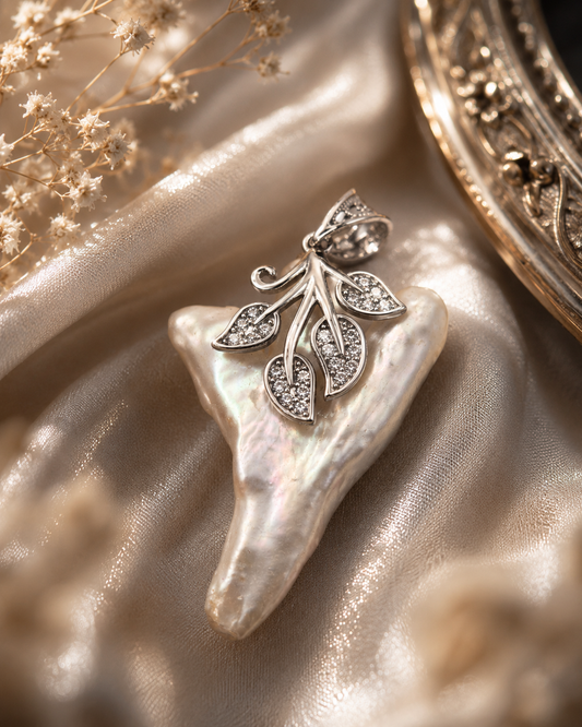 Pearl Tree and Leaf Design Pendant
