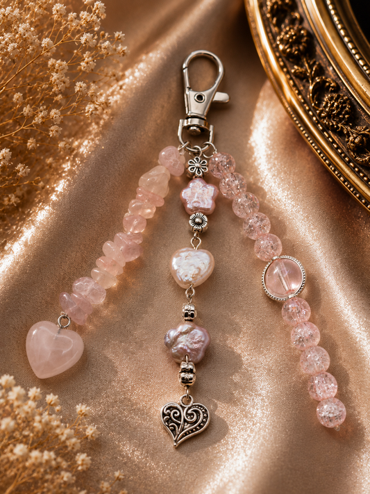 Pink Perfection Pearl & Quartz Bag Charm