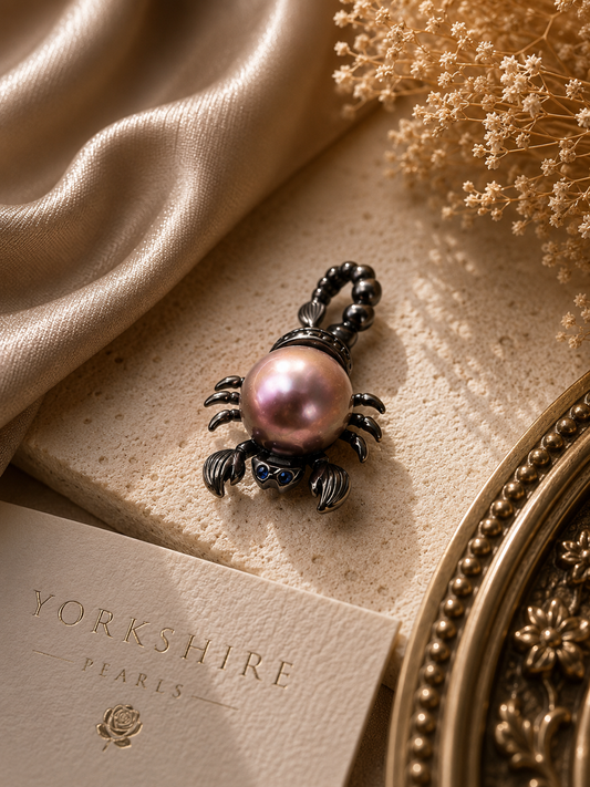 Black Scorpian Edoson Pearl Pendant - Sterling Silver
