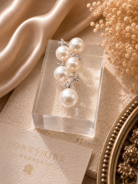 Saltwater Pearl Cluster Drop Pendant - Sterling Silver