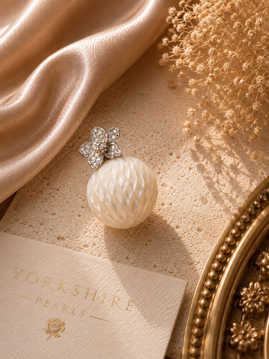 Carved Pearl Minimalist Flower Pendant