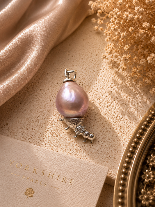 Sterling Silver Baroque Pearl Caterpillar Pendant