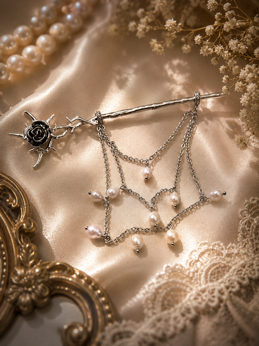 The Thorny Rose Multiple Pearl Hair Pin