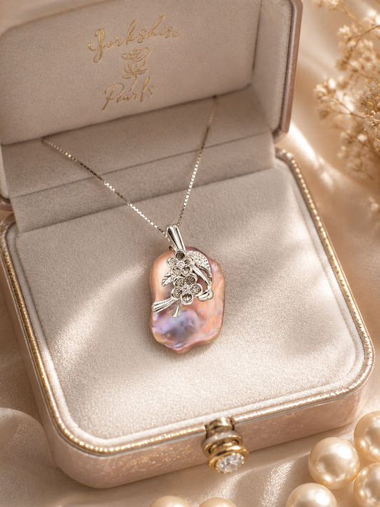 Cascade Flower King Pearl Pendant - Sterling Silver