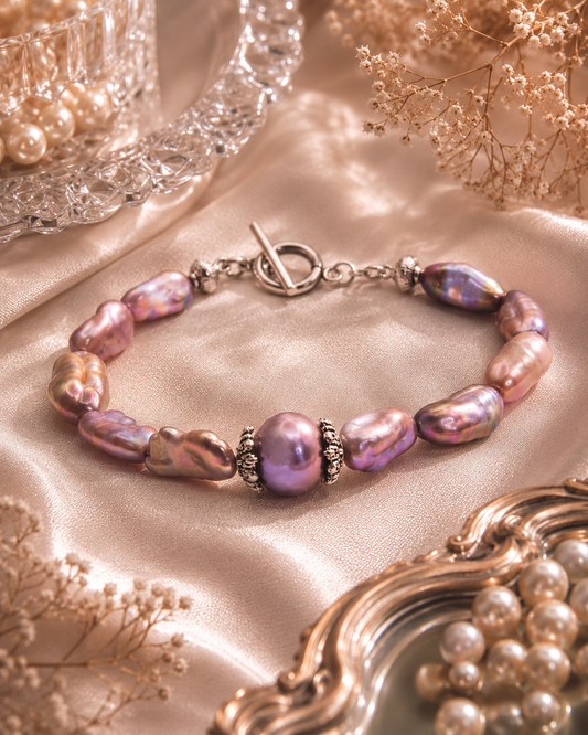 Large Keshi Pearl Full String Bracelet With Centre Edison