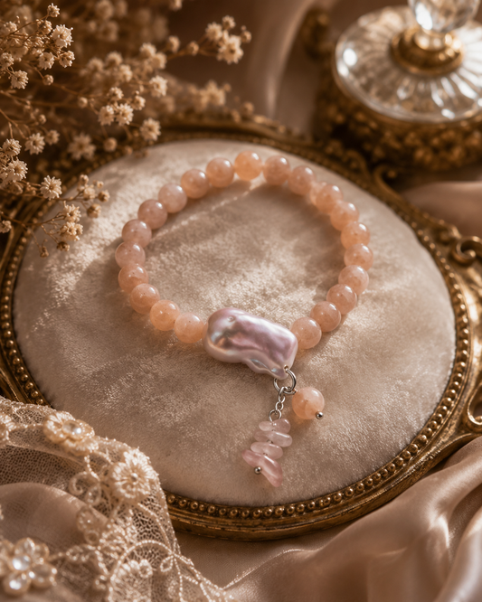 Celestial Blush Gemstone & Pearl Bracelet