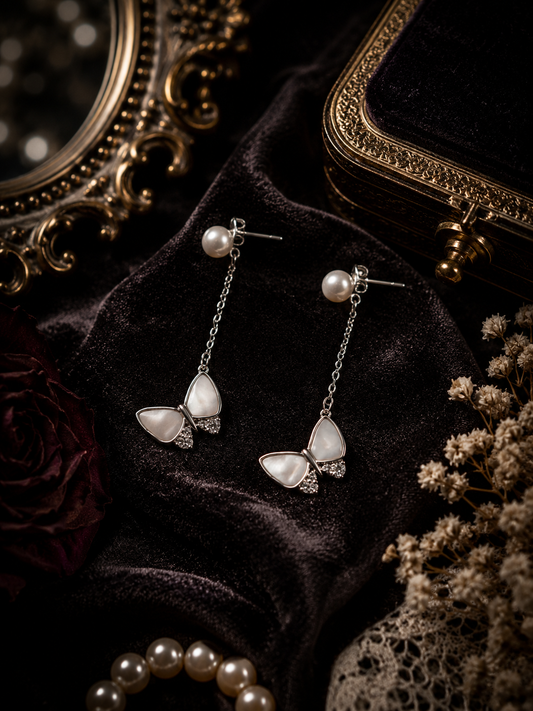 Fluttering Butterfly Earrings with Saltwater Pearls
