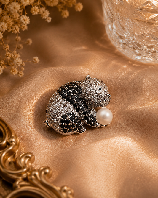 Pretty Pearl Panda Brooch