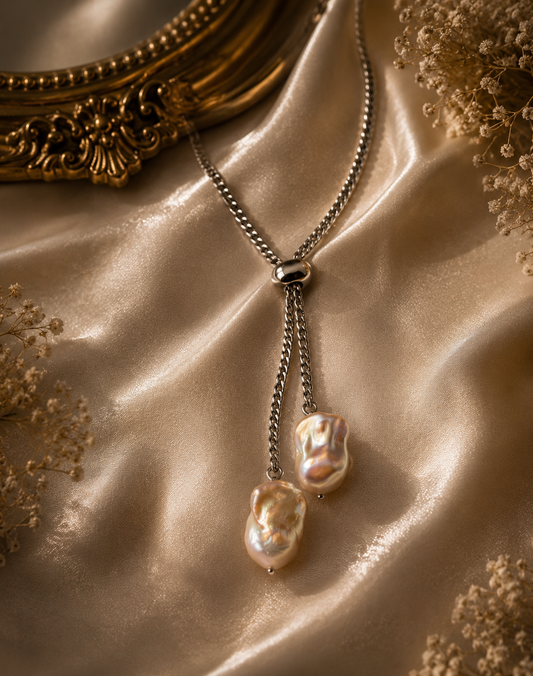 Adjustable Double King Pearl Drop Necklace