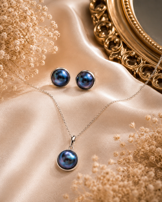 Mabe Pearl Pendant and Earring Set