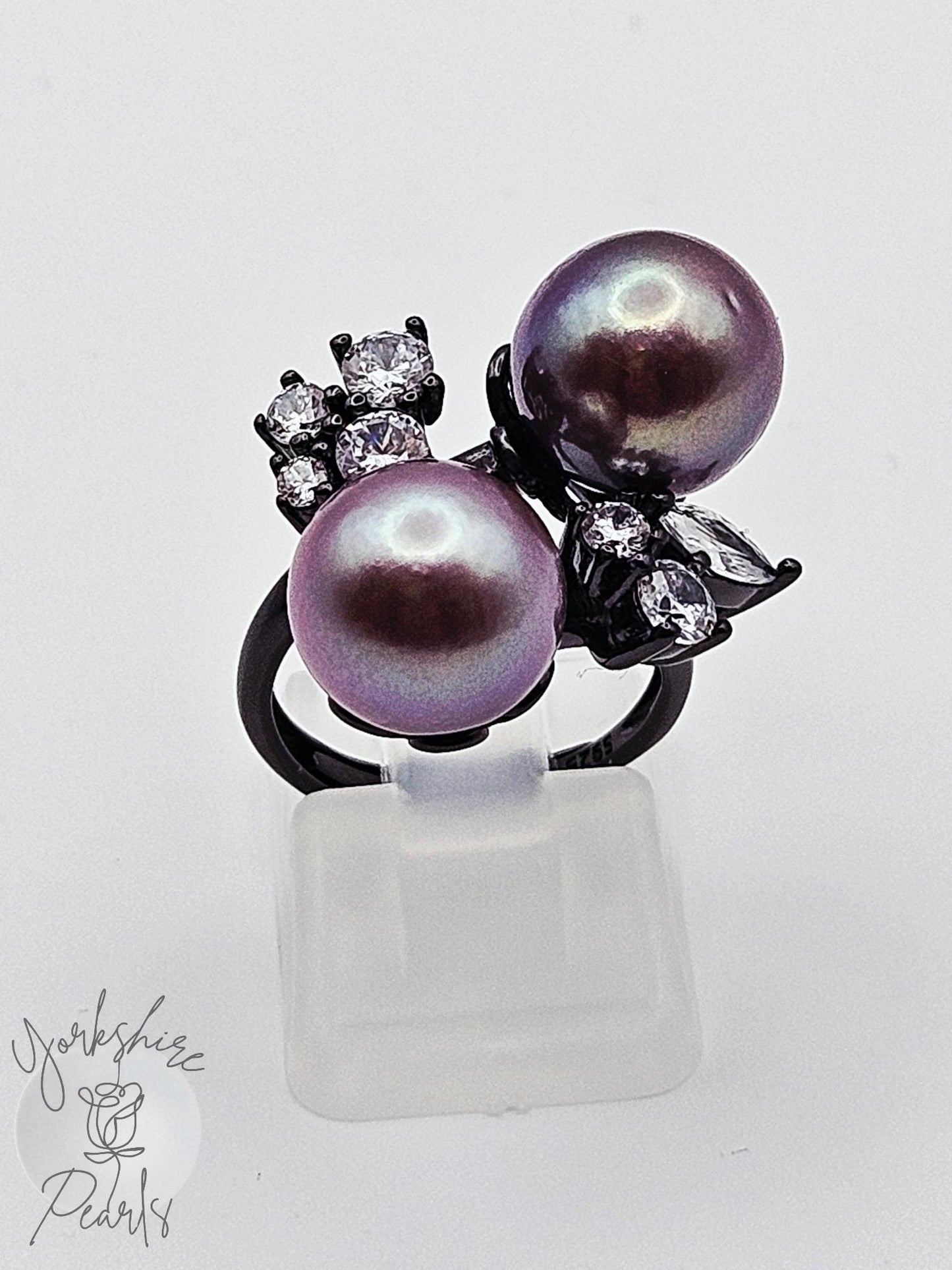 Double Edison Black Sparkle Ring - Sterling Silver