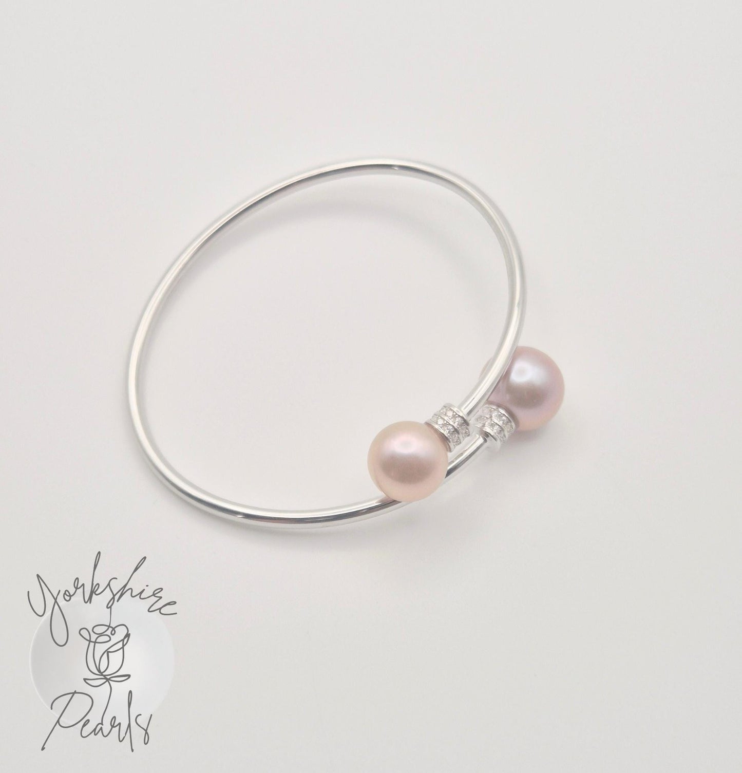 Double Edison Pearl Adjustable Sterling Silver Bangle