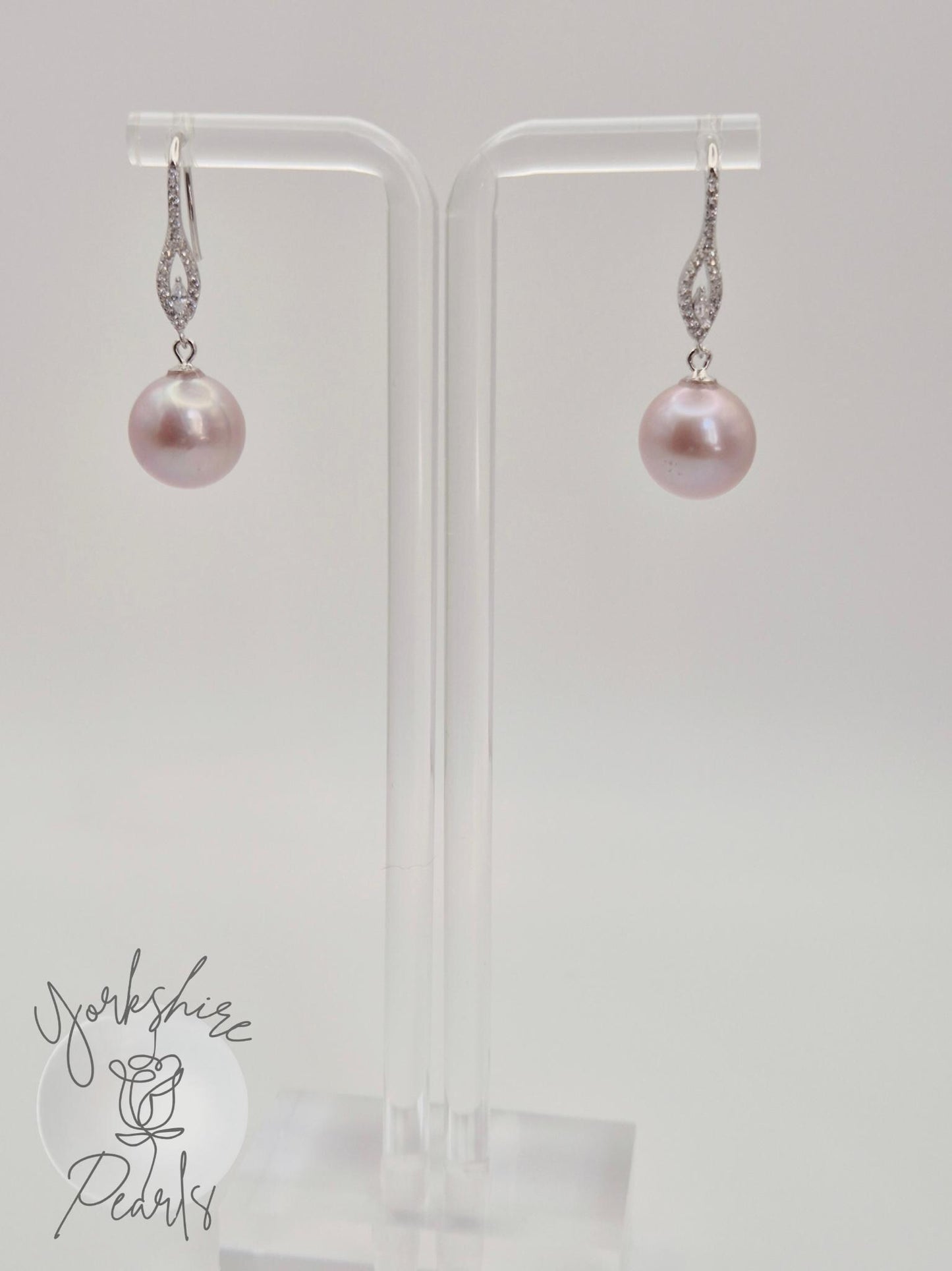 Elongated Classic Edison Pearl Earrings - Sterling Silver Cubic Zirconia
