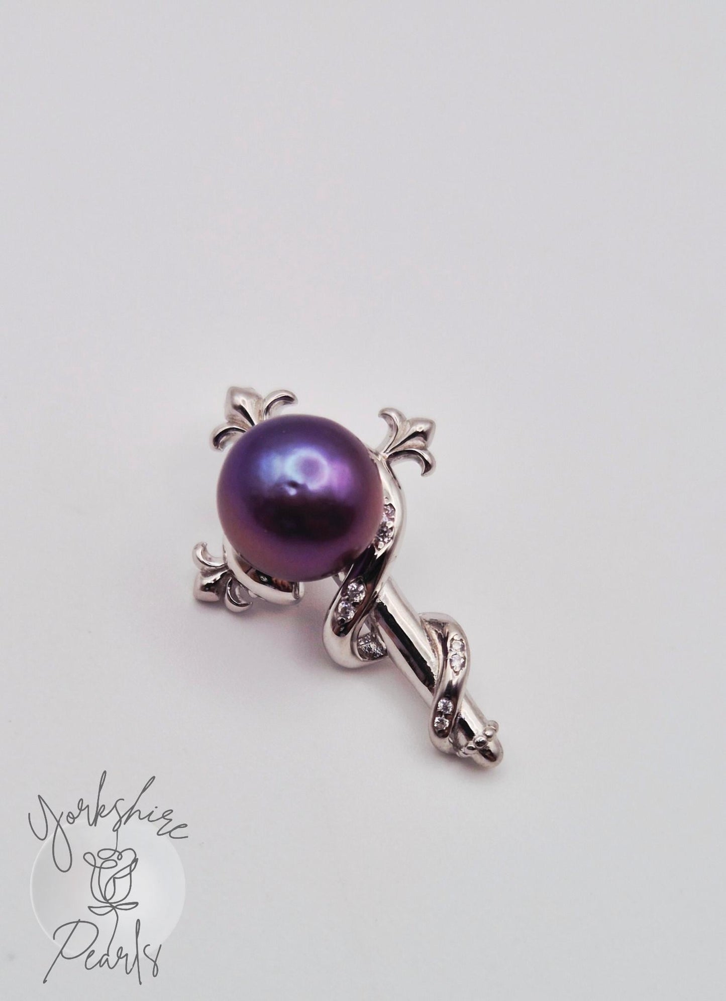 Pearl Vine Twisted Silver Cross Pendant
