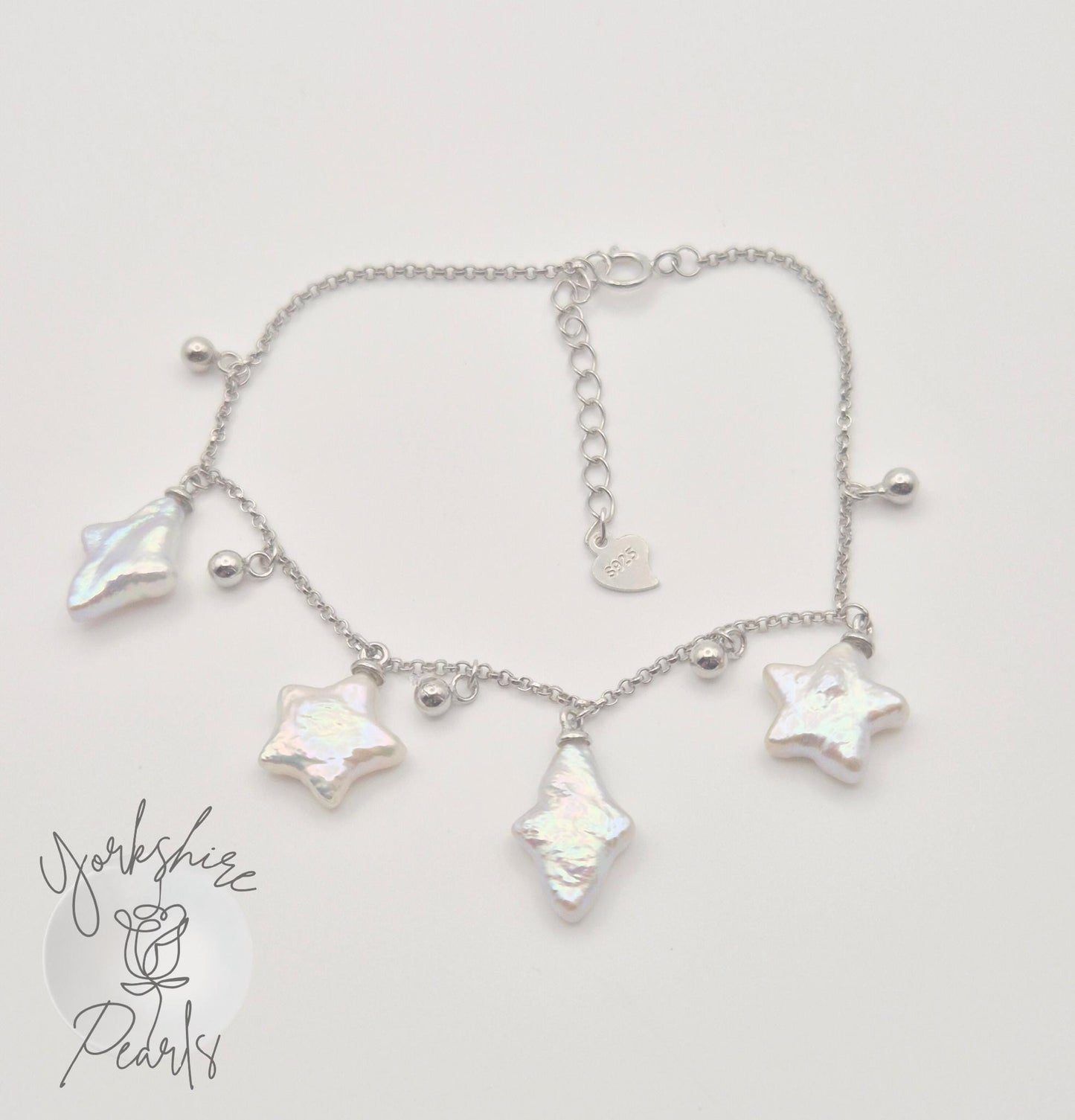 Star & North Star Pearl Dangle Charm Bracelet - Sterling Silver