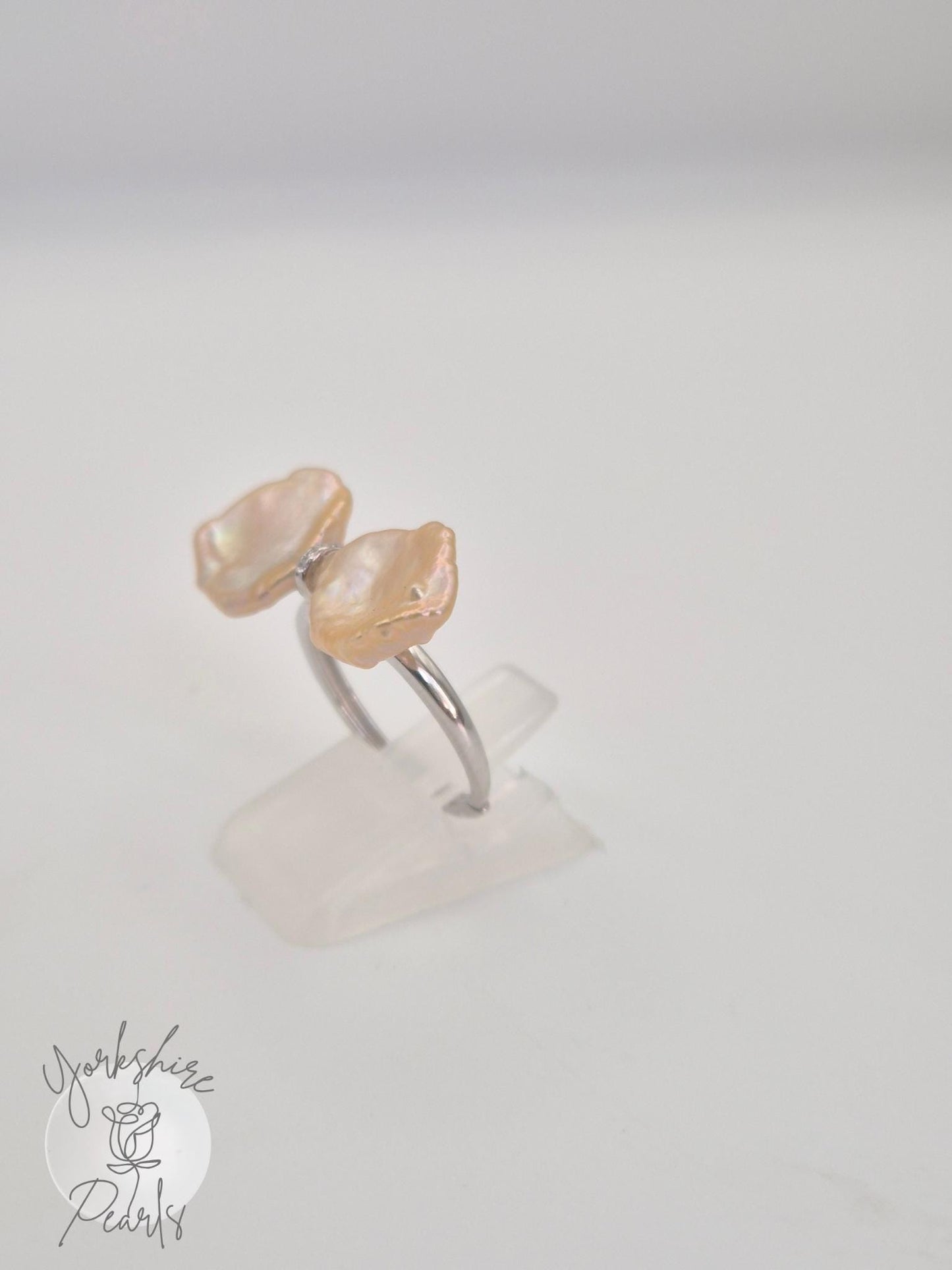 Petal Pearl Adjustable Bow Ring - Sterling Silver