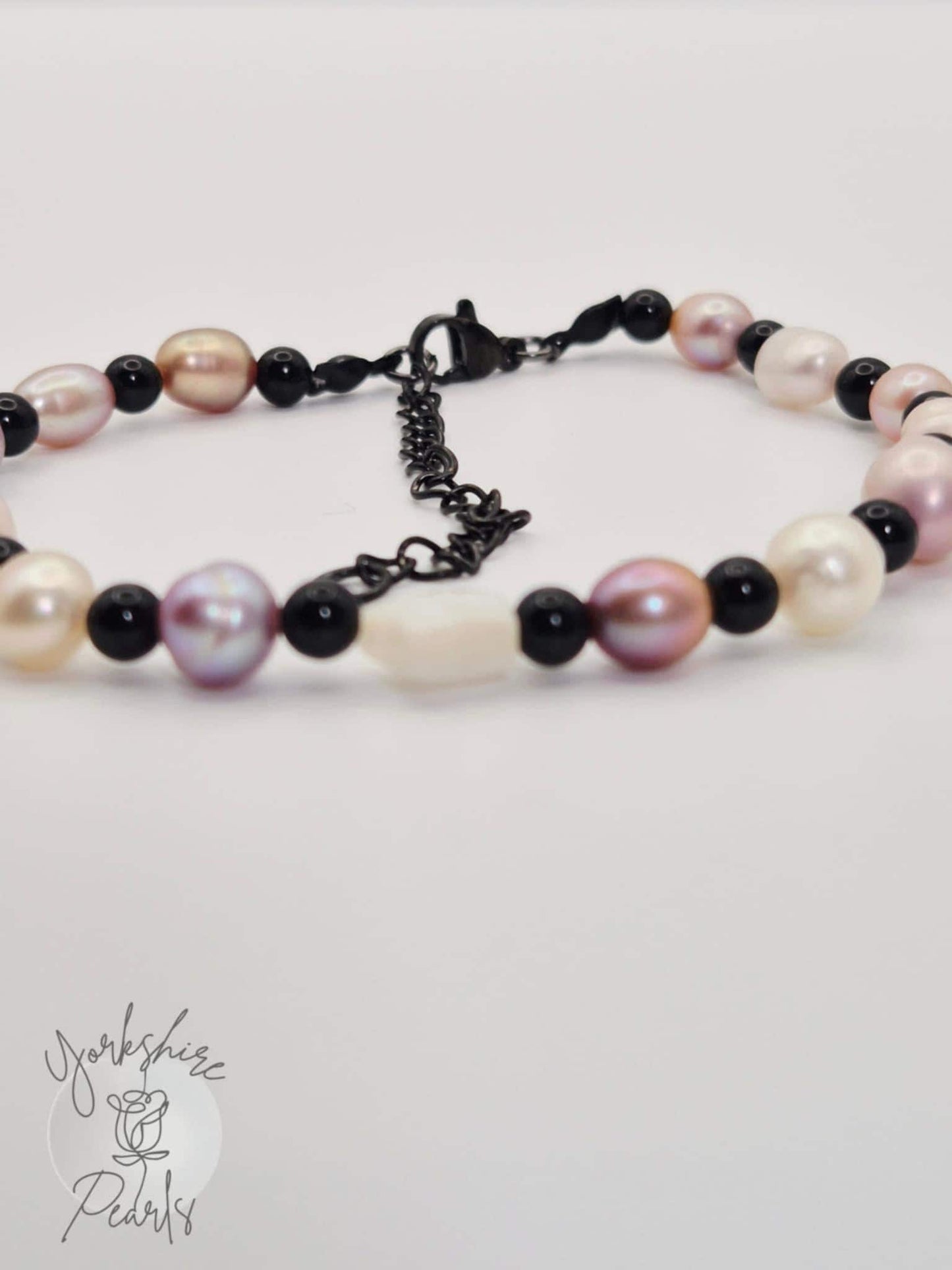 Pearl & Onyx Bead Bracelet With Star Charm