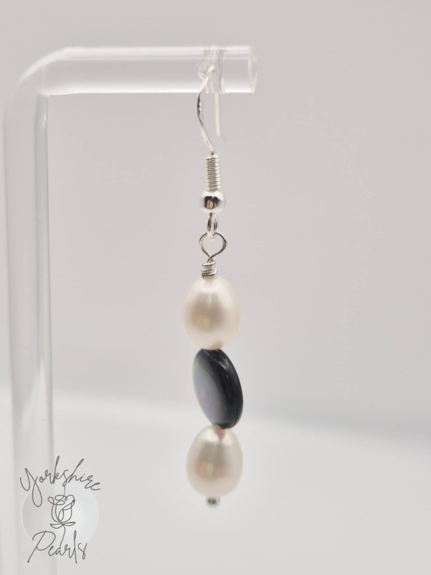 Pearl Drop Earrings with Mother Of Pearl Charm