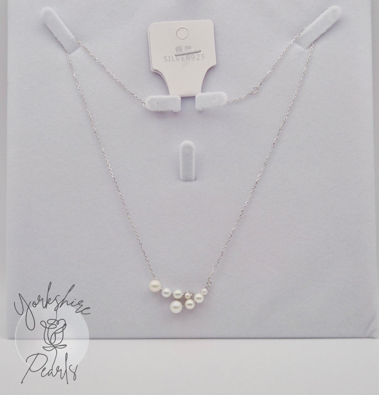 Saltwater Pearls Double Gradient Design Necklace - Sterling Silver