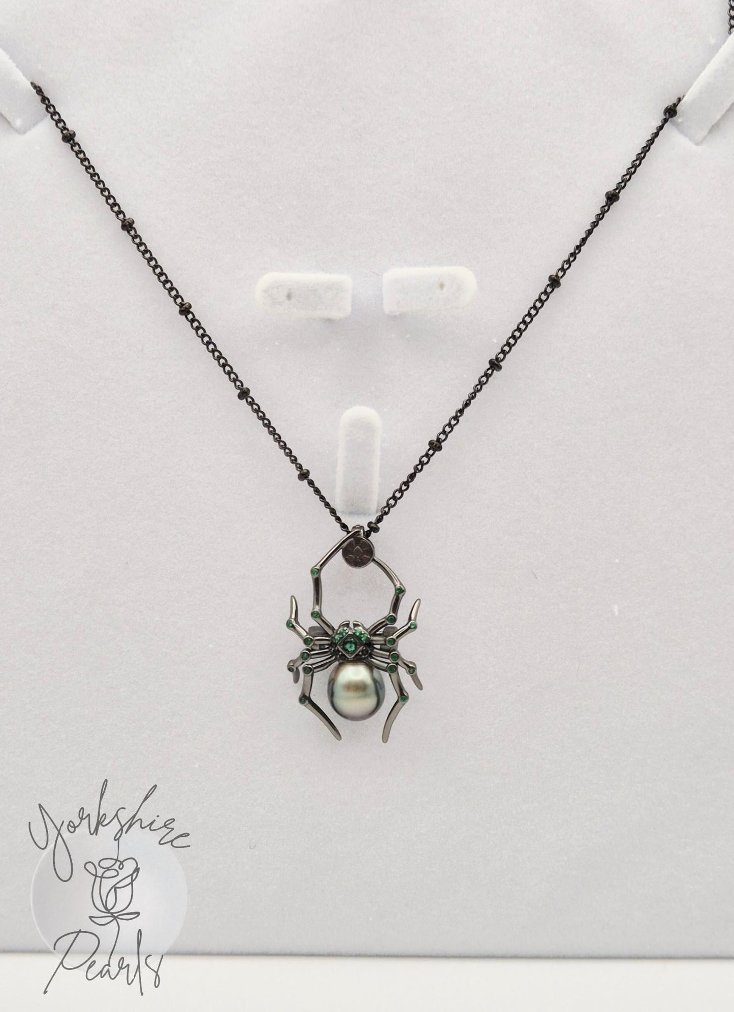 Black Tahitian Pearl Spider Pendant and Brooch - Sterling Silver & Universal