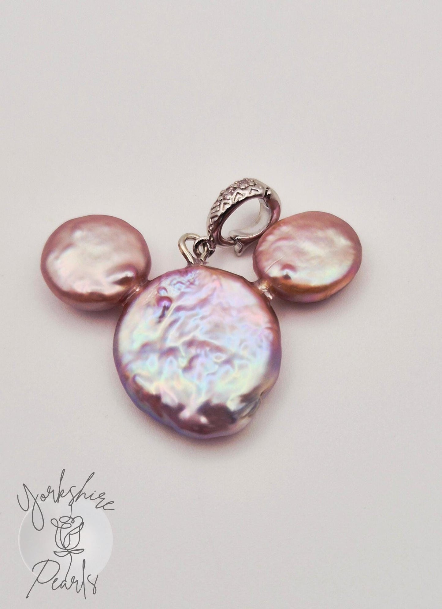 Mickey Mouse Style Genuine Button Pearl Pendant