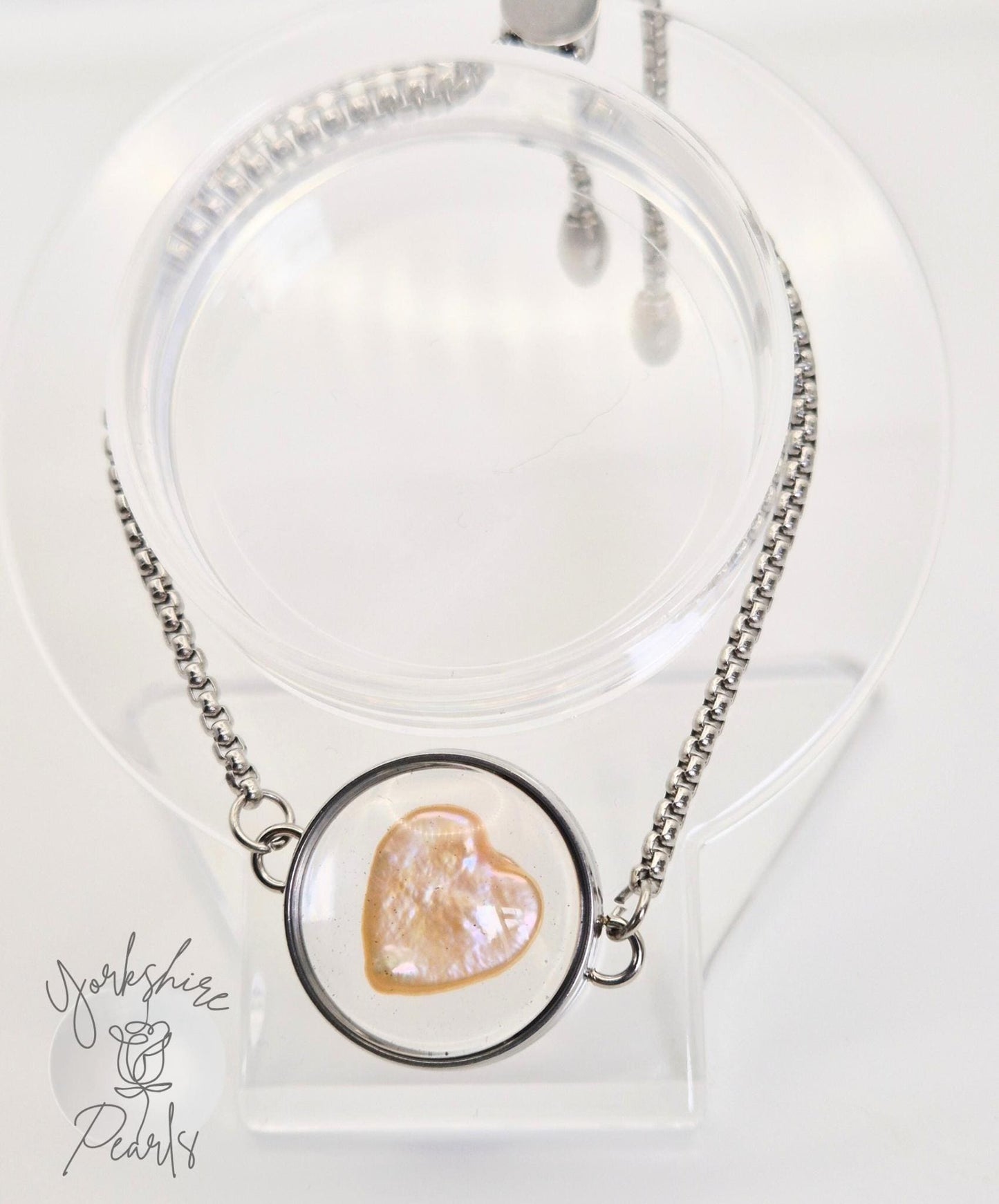 Locket Bracelet With Heart Shaped Pearl