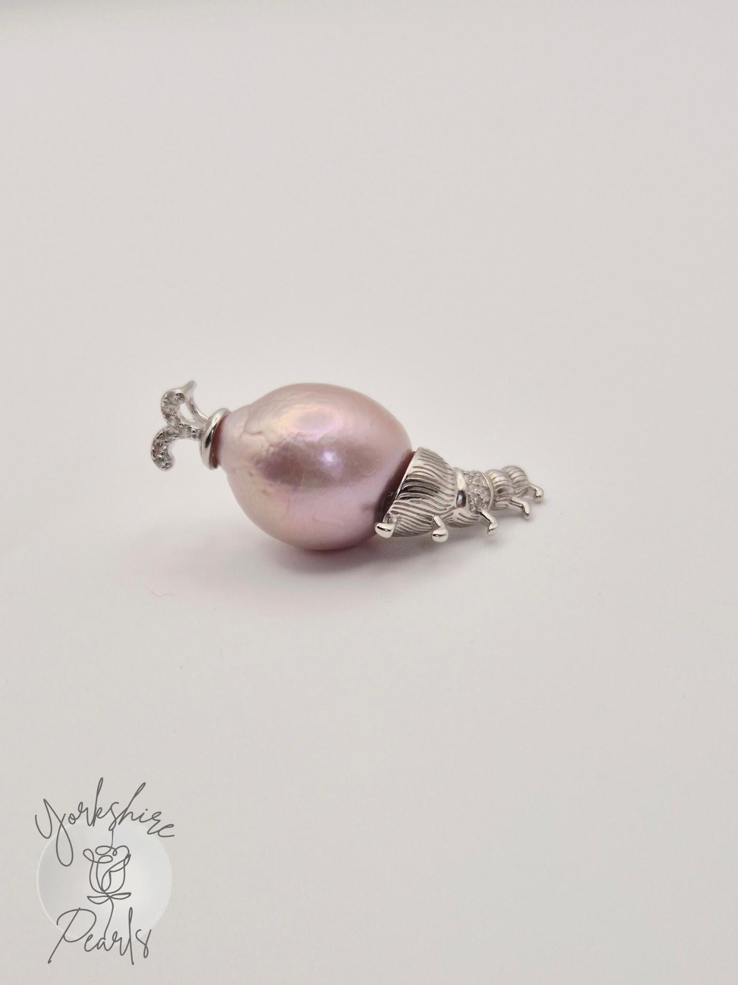 Sterling Silver Baroque Pearl Caterpillar Pendant