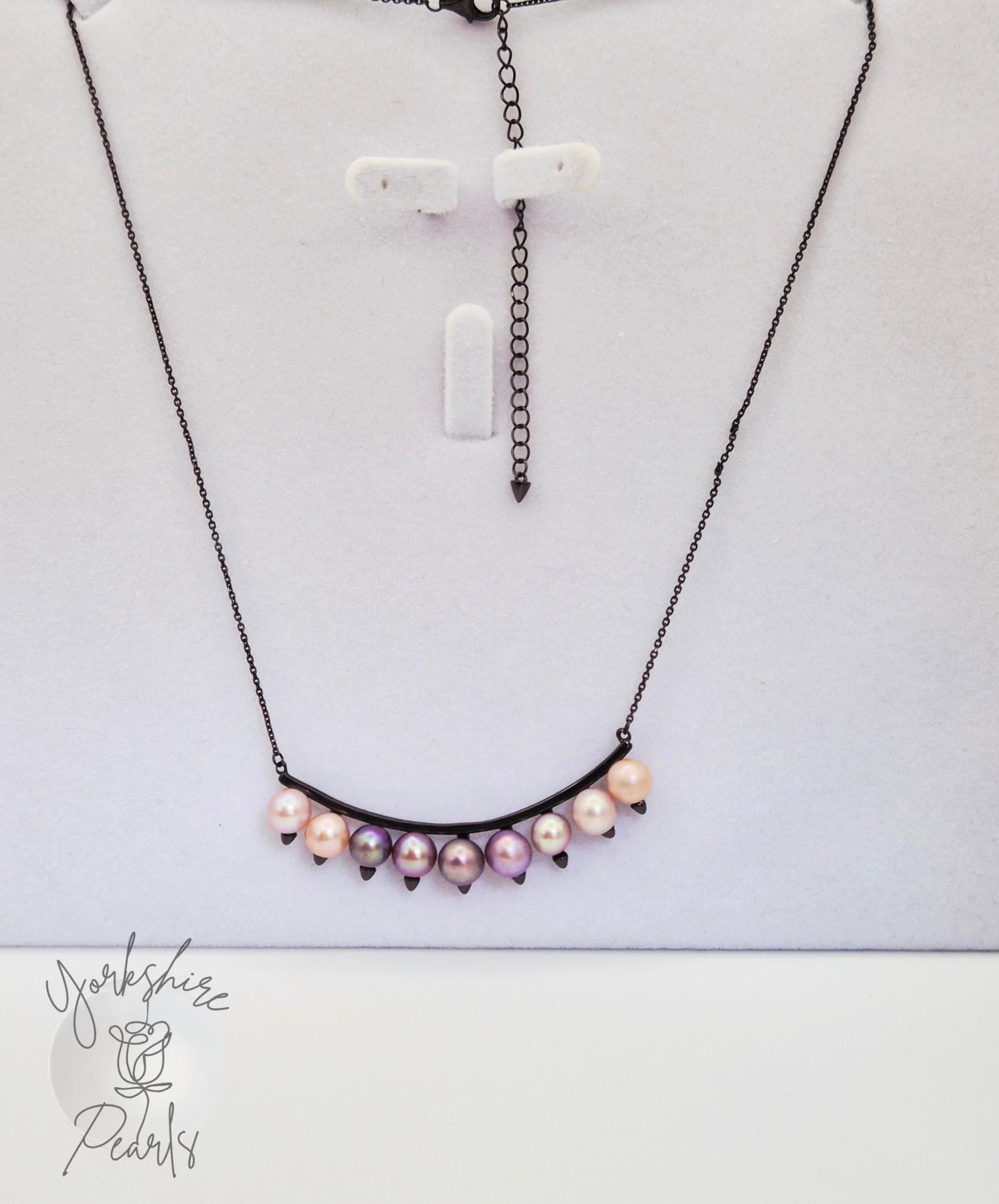 Black Spike Multi Pearl Necklace - Sterling Silver