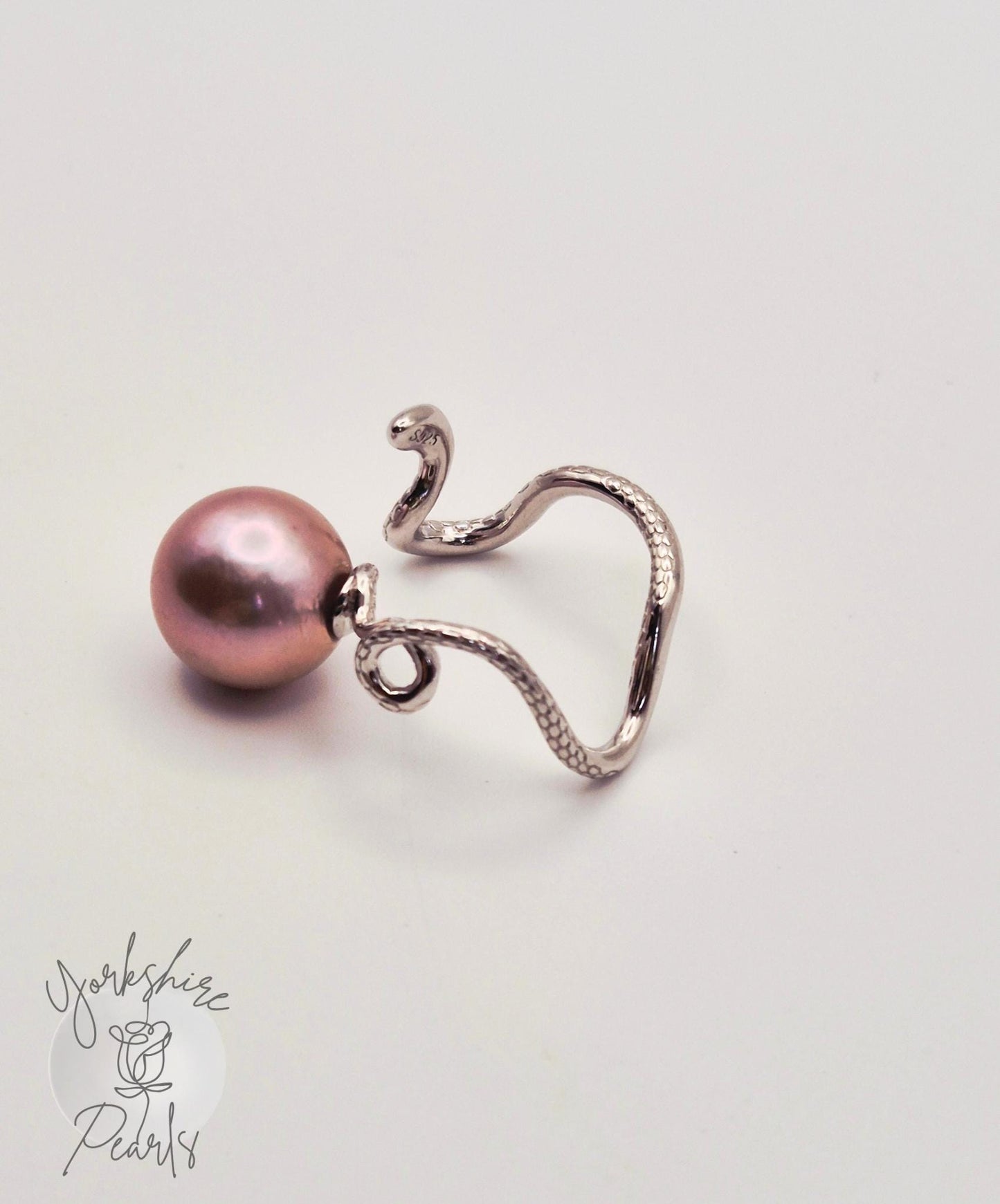 Edison Pearl Twisted Snake Ring - Sterling Silver