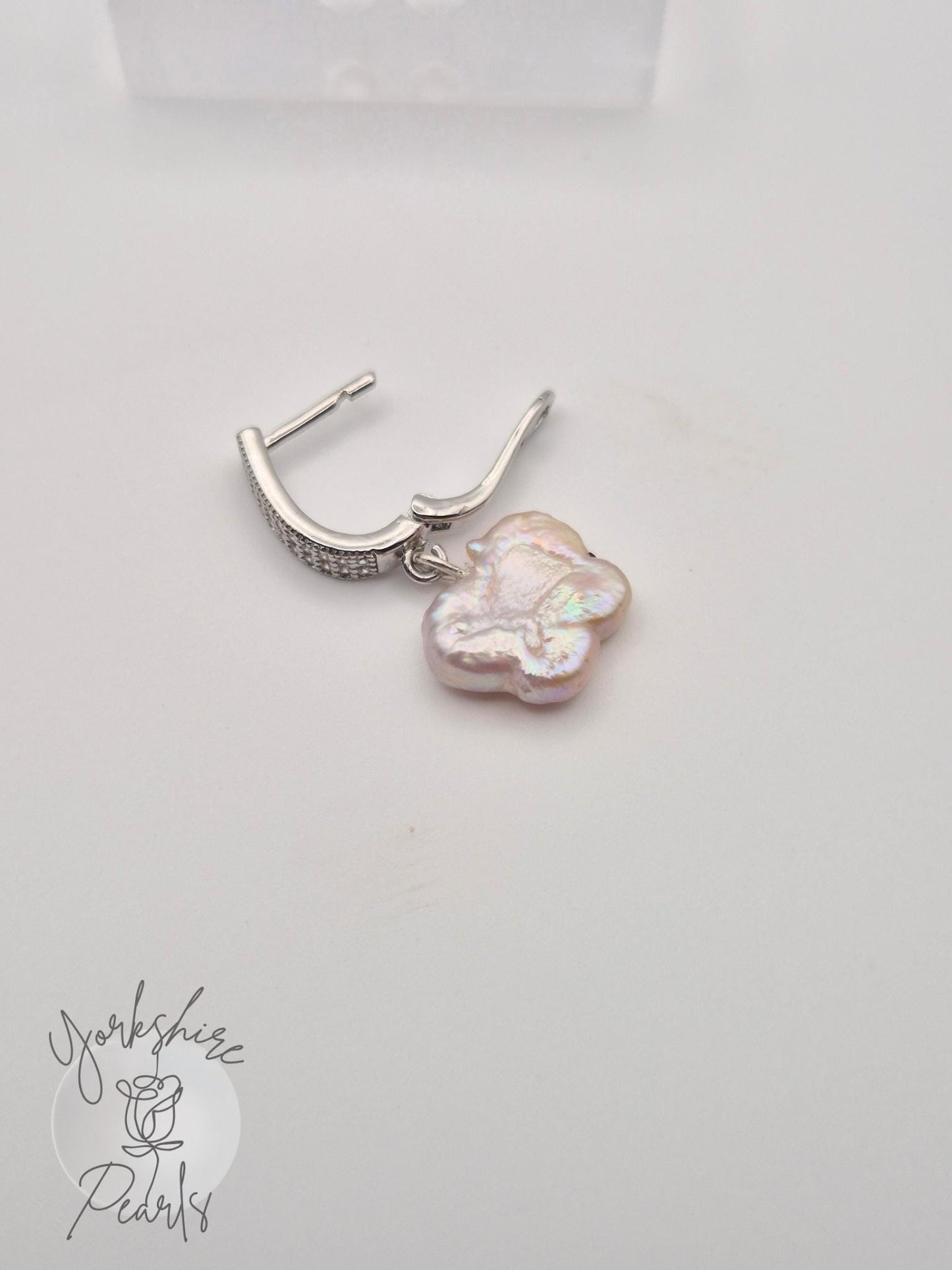Butterfly Shaped Pearl Petite Hoop Earrings