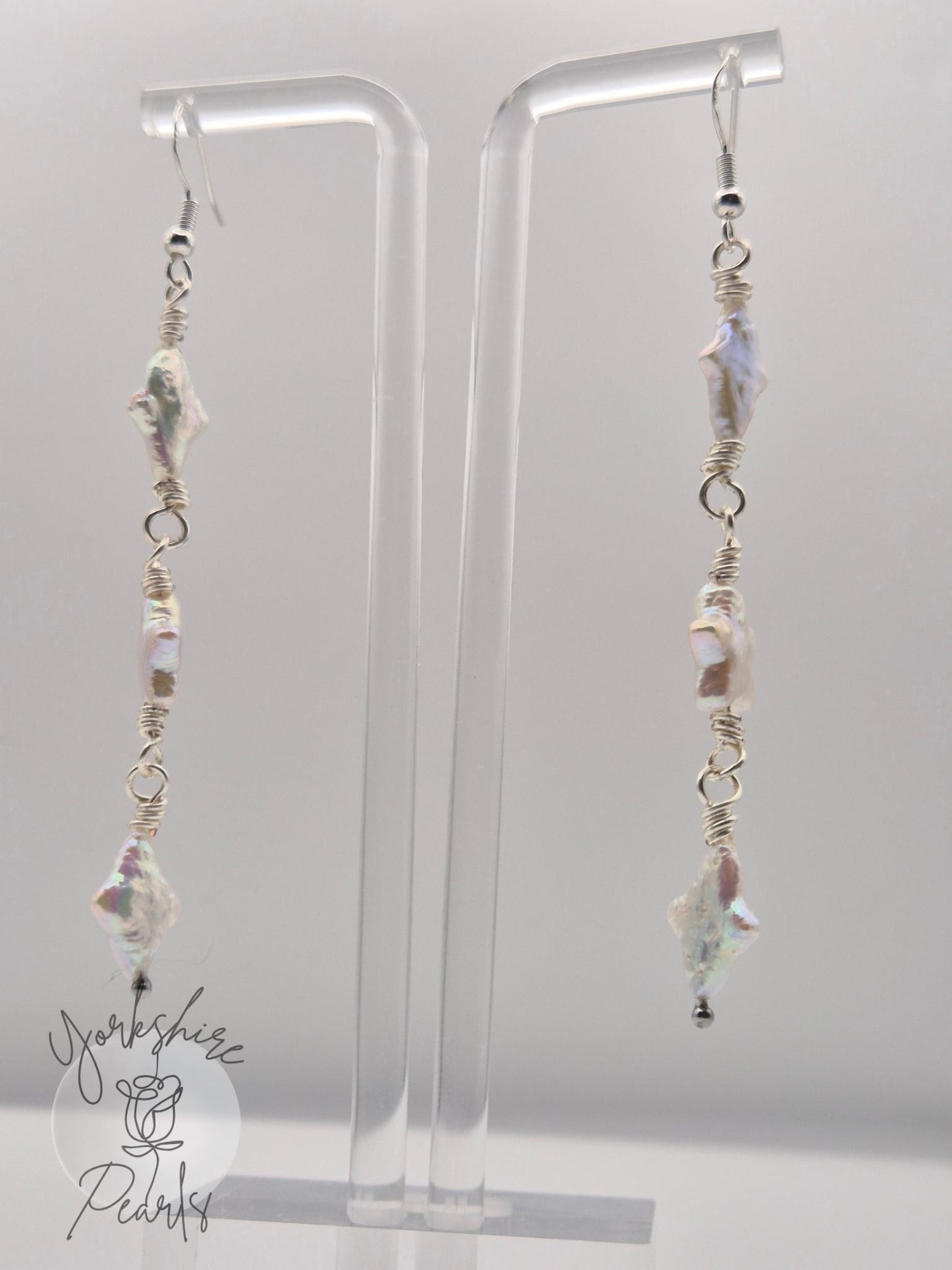 Multiple Star Pearl Drop Earrings