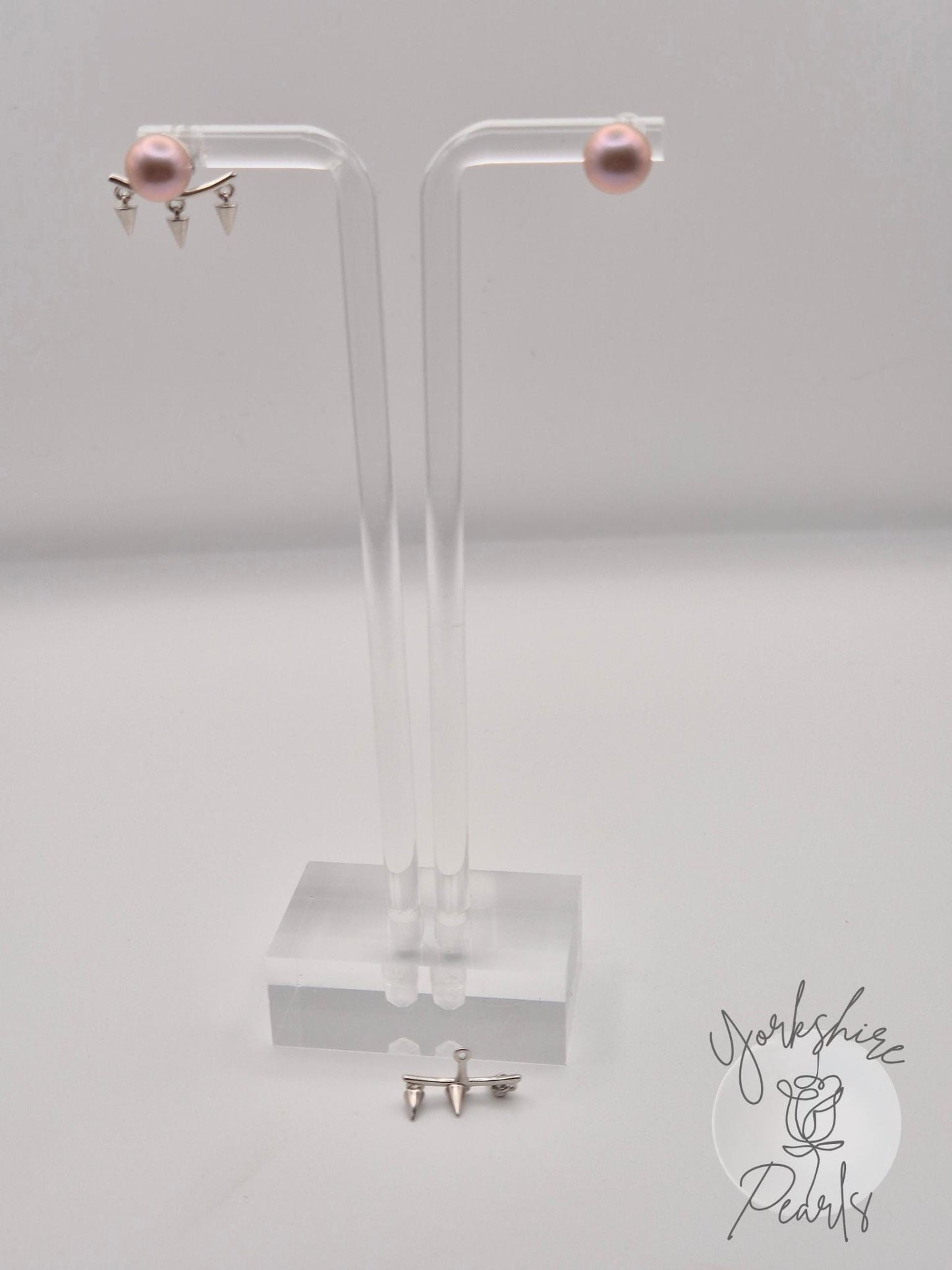 Multi Wear Removable Spike Pearl Stud Earrings - Sterling Silver