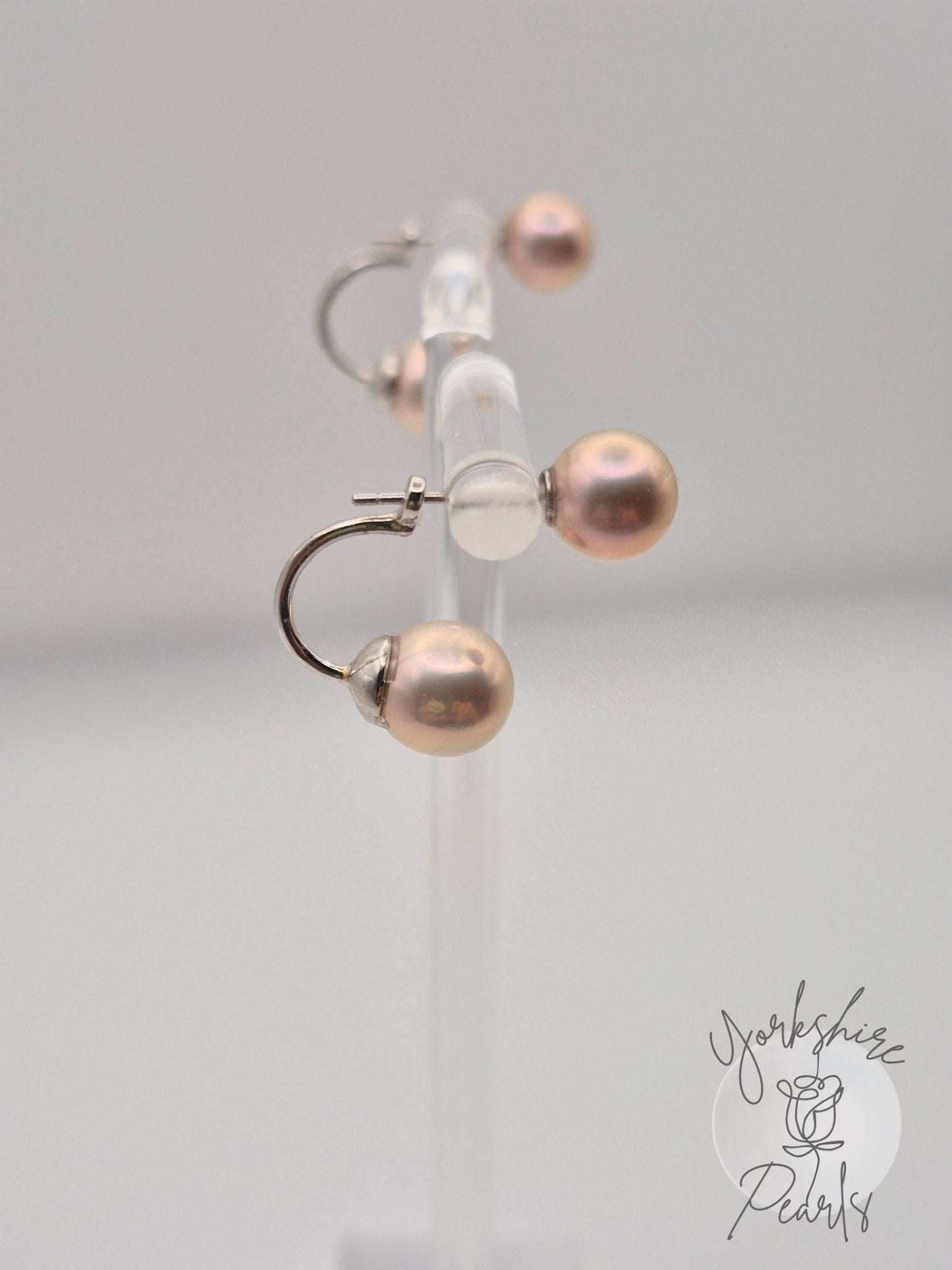 Elegant Convertible Pearl Stud Earrings in Sterling Silver