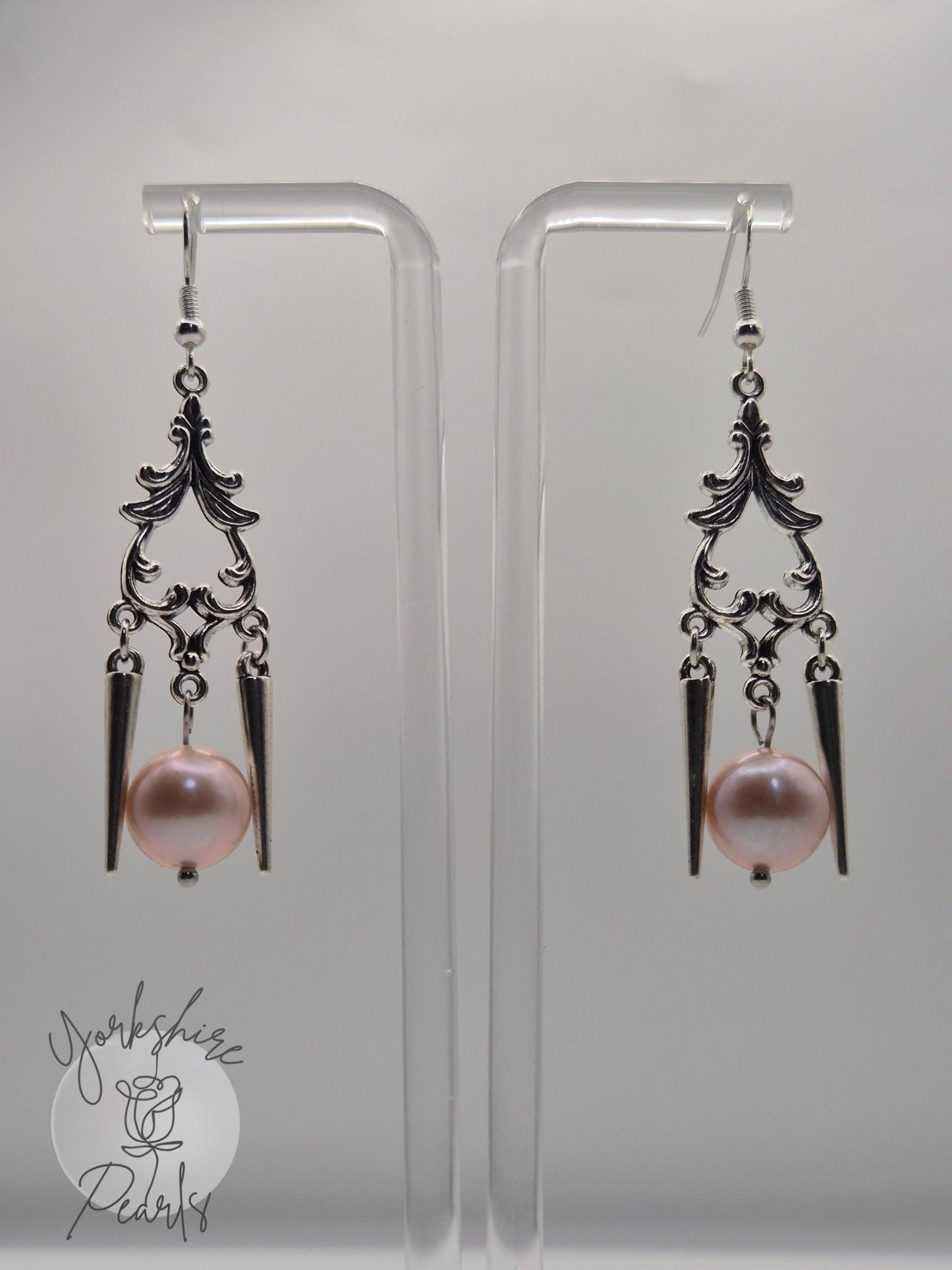 Vintage Spike & Edison Pearl Drop Earrings