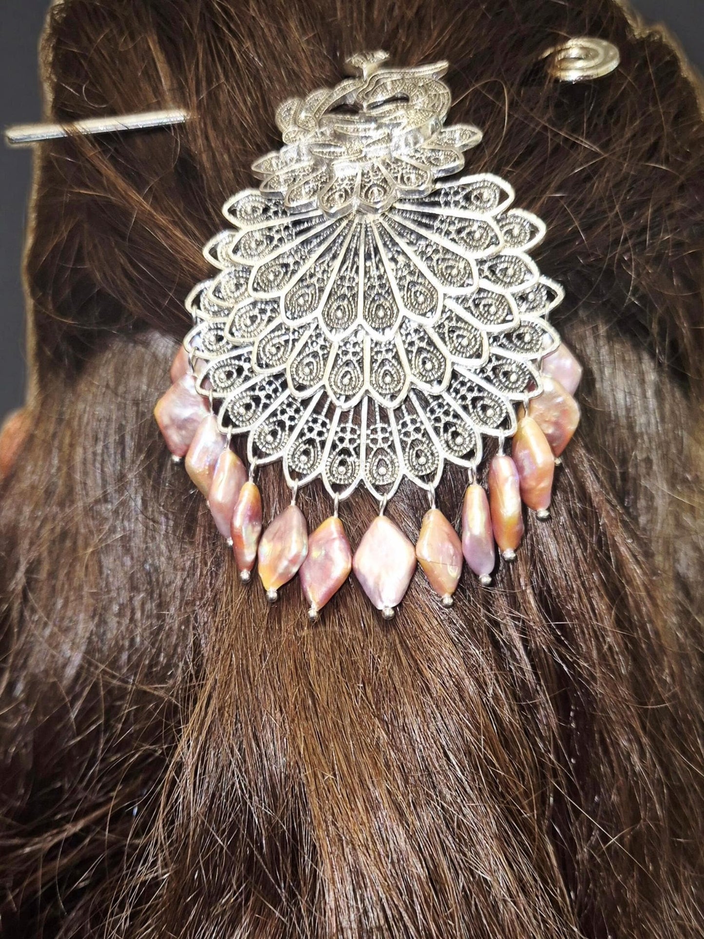 The Peacock Pearl Hair Pin